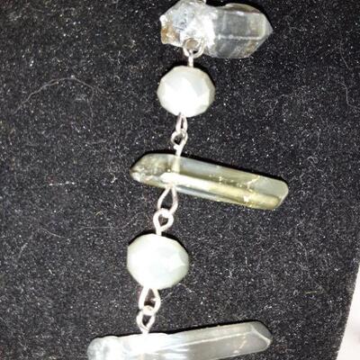 Greenish Blue Crystal Points Necklace