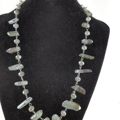 Greenish Blue Crystal Points Necklace