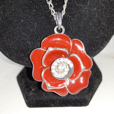 Red Rose Pendant Necklace