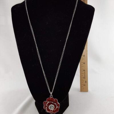 Red Rose Pendant Necklace