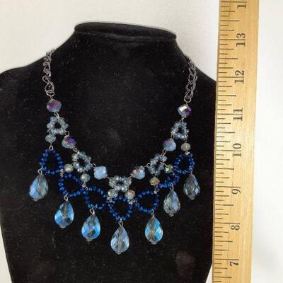 Blue Crystal Drop Necklace