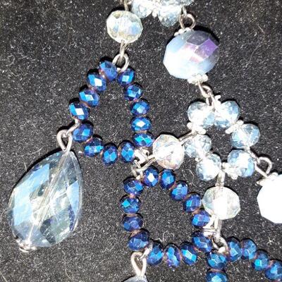 Blue Crystal Drop Necklace