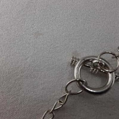 Purple Beads Silvertone Necklace