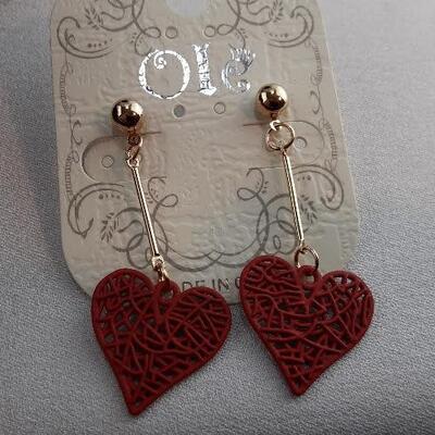 Red Heart Dangle Earrings
