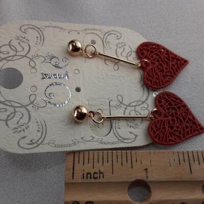 Red Heart Dangle Earrings