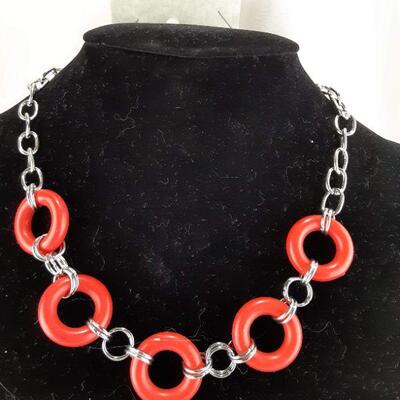 Red Circle Chain Necklace