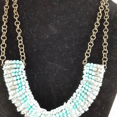 Turquoise Bead Bib Necklace