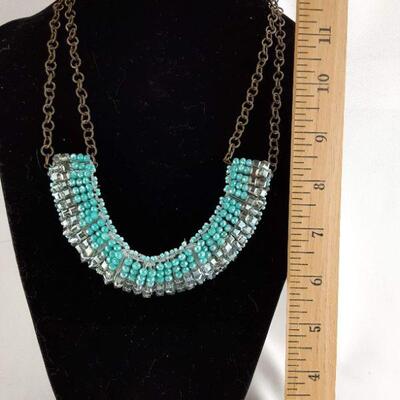 Turquoise Bead Bib Necklace