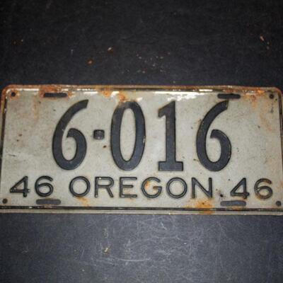 1946 Oregon License plate, original, single 6-016