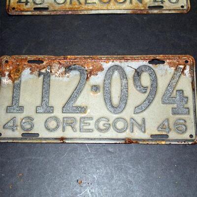 1946 Oregon License plate, original, single 112-094