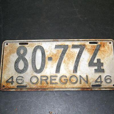 1946 Oregon License plate, original, single 80-774