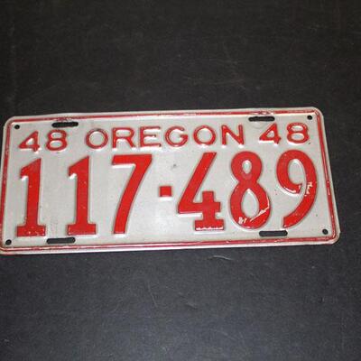 1948 Oregon License plate, original, single