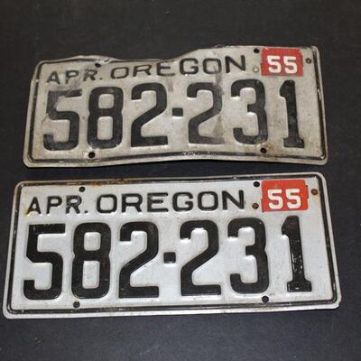 1955 Oregon License plate, original, matched pair 582-231