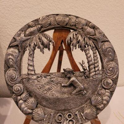 Lot 685: Vintage 1981 COASTAL CHRISTMAS Pewter Plate by Michael Ricker 