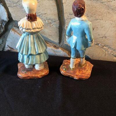 #622 Vintage Colonial Chalkware Couple 