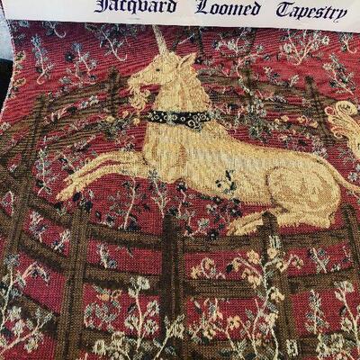 #657 2 Jacquard Unicorn Tapestry 