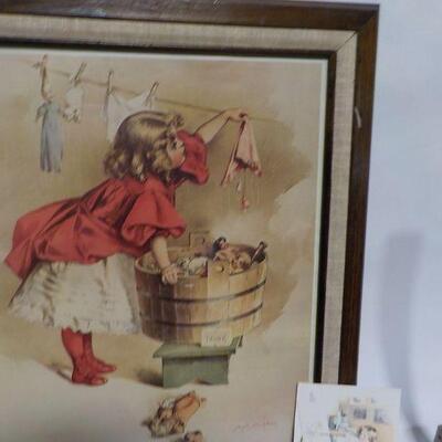 Vintage 24 x 20 Art Print " Busy Day",by M. Humphrey.
