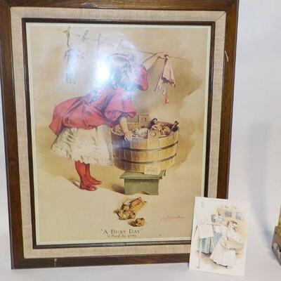 Vintage 24 x 20 Art Print " Busy Day",by M. Humphrey.