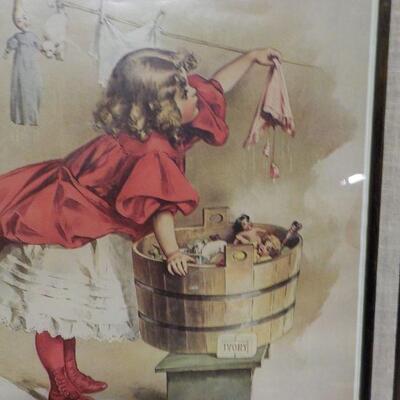 Vintage 24 x 20 Art Print " Busy Day",by M. Humphrey.
