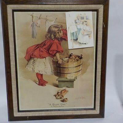 Vintage 24 x 20 Art Print " Busy Day",by M. Humphrey.