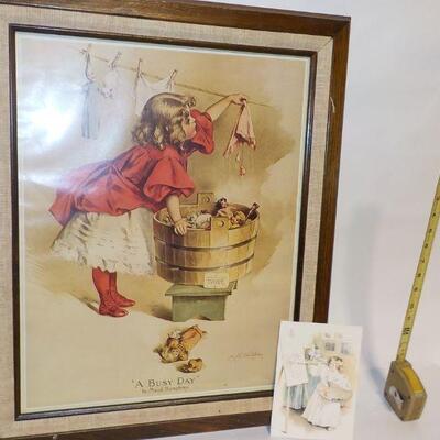 Vintage 24 x 20 Art Print " Busy Day",by M. Humphrey.