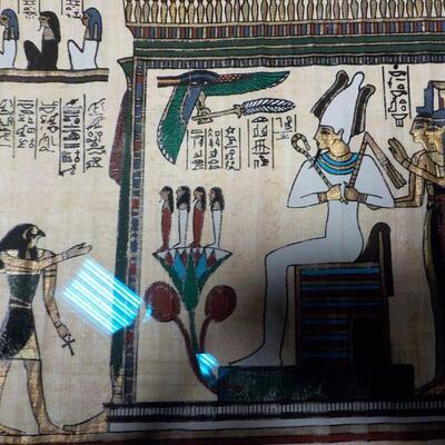 Egyptian Silk hand painted. approx. 24 x 18.
