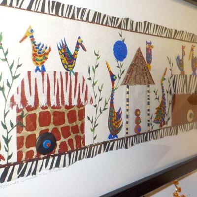 Original African Folk Art approx. 24 x 14 By " Artist Diane Deyo".
