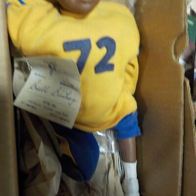 2- Black Art " Long Legs Doll Figurines. Football and Train Engineer.