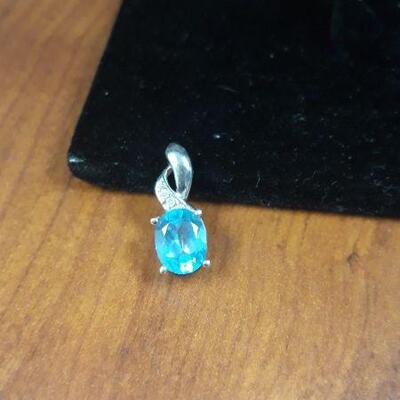 10k Aquamarine & Diamond Charm