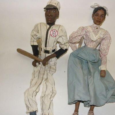 Collectable " Daddy Long Legs Baseball Player and wife. long legged Black figurine Dolls.