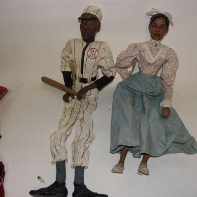 Collectable " Daddy Long Legs Baseball Player and wife. long legged Black figurine Dolls.