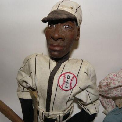 Collectable " Daddy Long Legs Baseball Player and wife. long legged Black figurine Dolls.