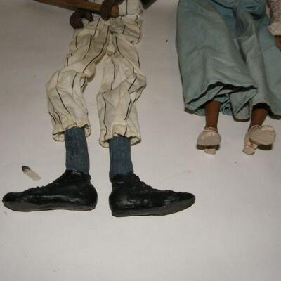 Collectable " Daddy Long Legs Baseball Player and wife. long legged Black figurine Dolls.