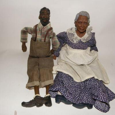 2- Grand Ma & Pa " Daddy Long Legs"   Black figurine dolls Grand Ma and Pa.