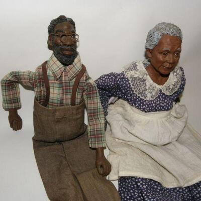 2- Grand Ma & Pa " Daddy Long Legs"   Black figurine dolls Grand Ma and Pa.