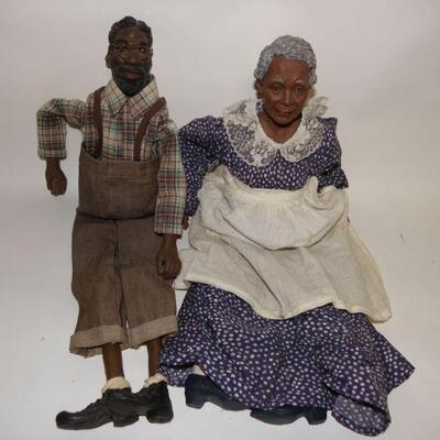 2- Grand Ma & Pa " Daddy Long Legs"   Black figurine dolls Grand Ma and Pa.