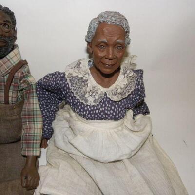 2- Grand Ma & Pa " Daddy Long Legs"   Black figurine dolls Grand Ma and Pa.