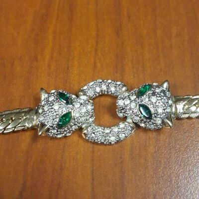 Costume Jeweled Cat Head Bracelet