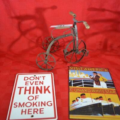 LOT 284 HOME DECOR BIKE AND 2 SIGNS