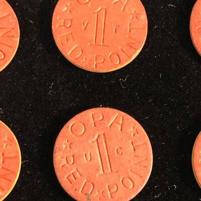 Lot 4 - 9 WWII OPA Red Food Ration Tokens