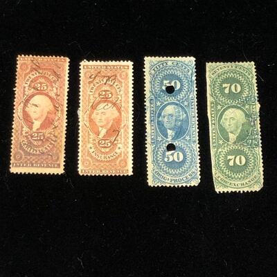 Lot 6 - 4 US Internal Revenue Stamps