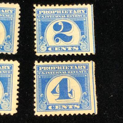 Lot 7 - 4 US Internal Revenue Proprietary Stamps
