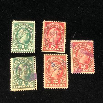 Lot 9 - 5 US Internal Revenue Documentary Stamps