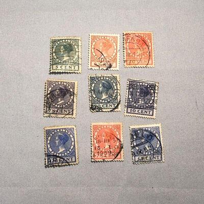 Lot 18 - 9 Queen Wilhelmina Netherlands Stamps