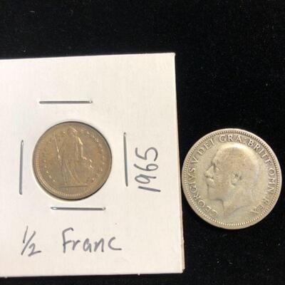Lot 31 - 1931 British Shilling and 1965 Swiss 1/2 Franc
