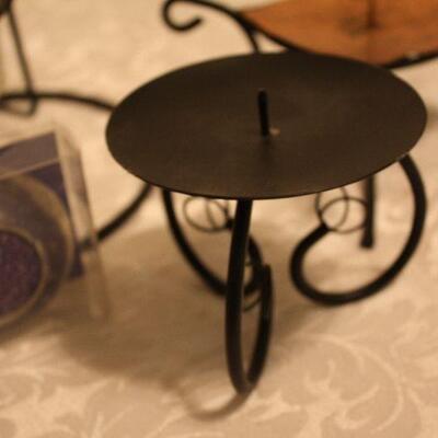 Three Candle Holders and candles