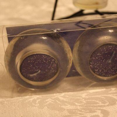 Three Candle Holders and candles