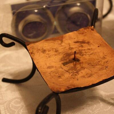 Three Candle Holders and candles