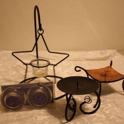 Three Candle Holders and candles