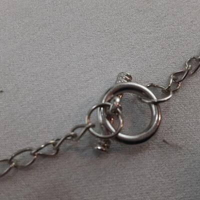 Silvertone and White Beads Necklace